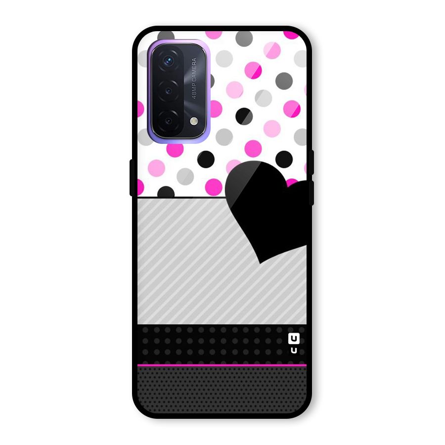 Heart Polka Stripes Glass Back Case for Oppo A74 5G