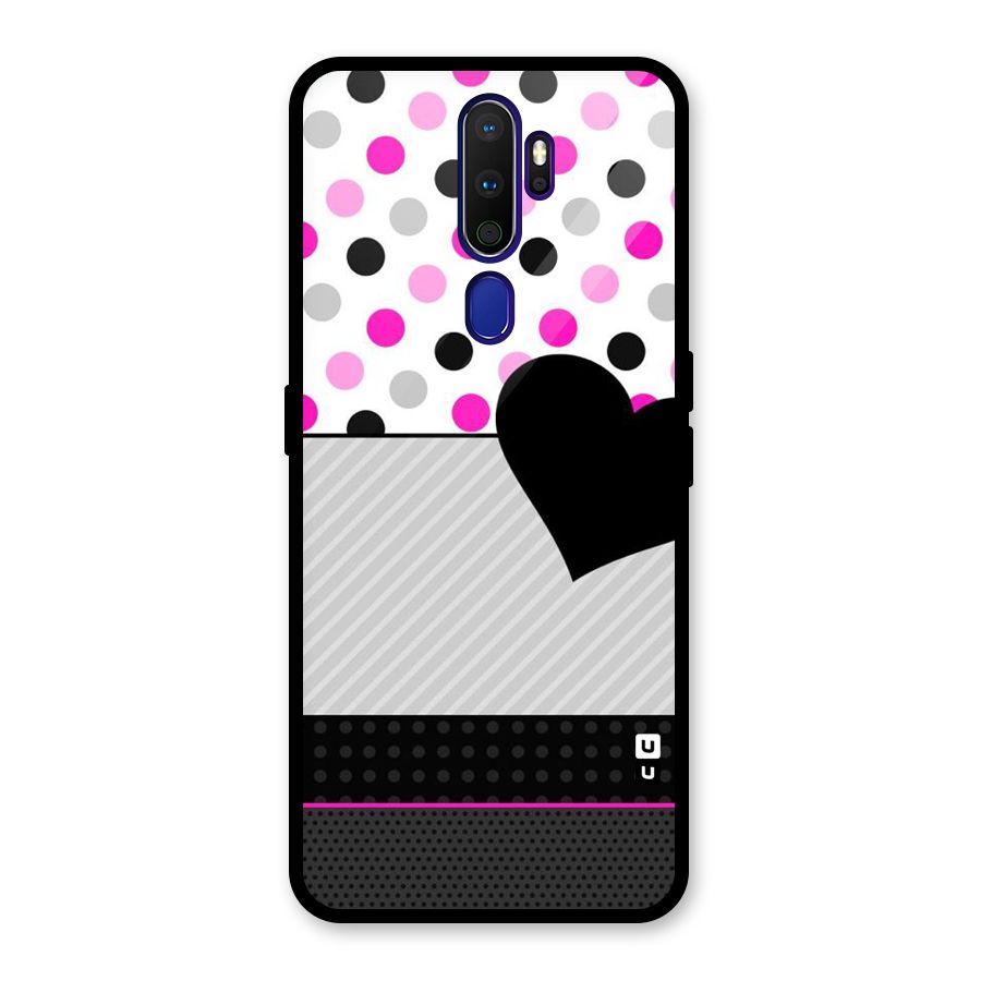 Heart Polka Stripes Glass Back Case for Oppo A9 (2020)
