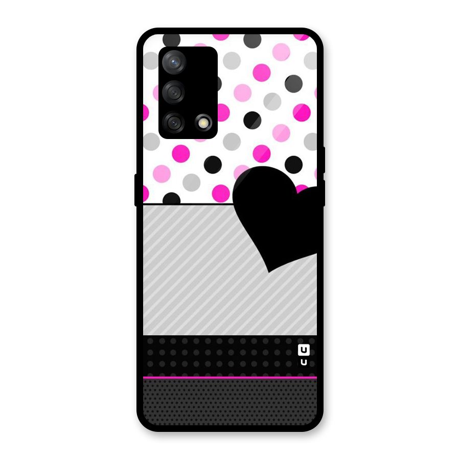 Heart Polka Stripes Glass Back Case for Oppo F19