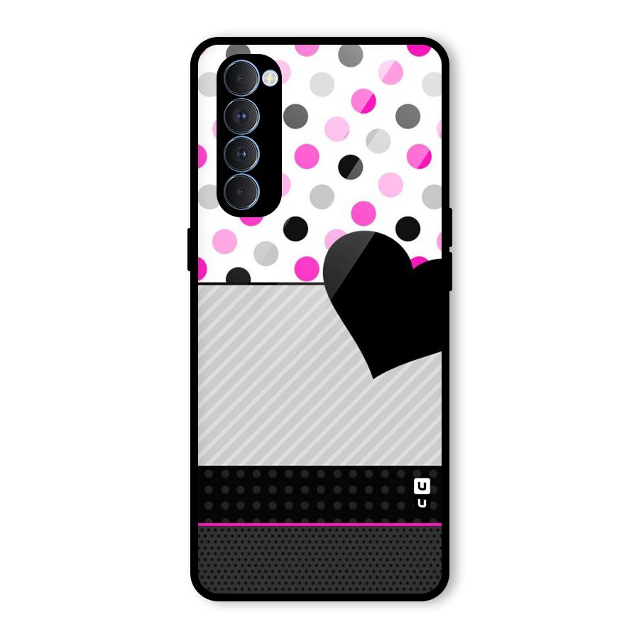 Heart Polka Stripes Glass Back Case for Oppo Reno4 Pro
