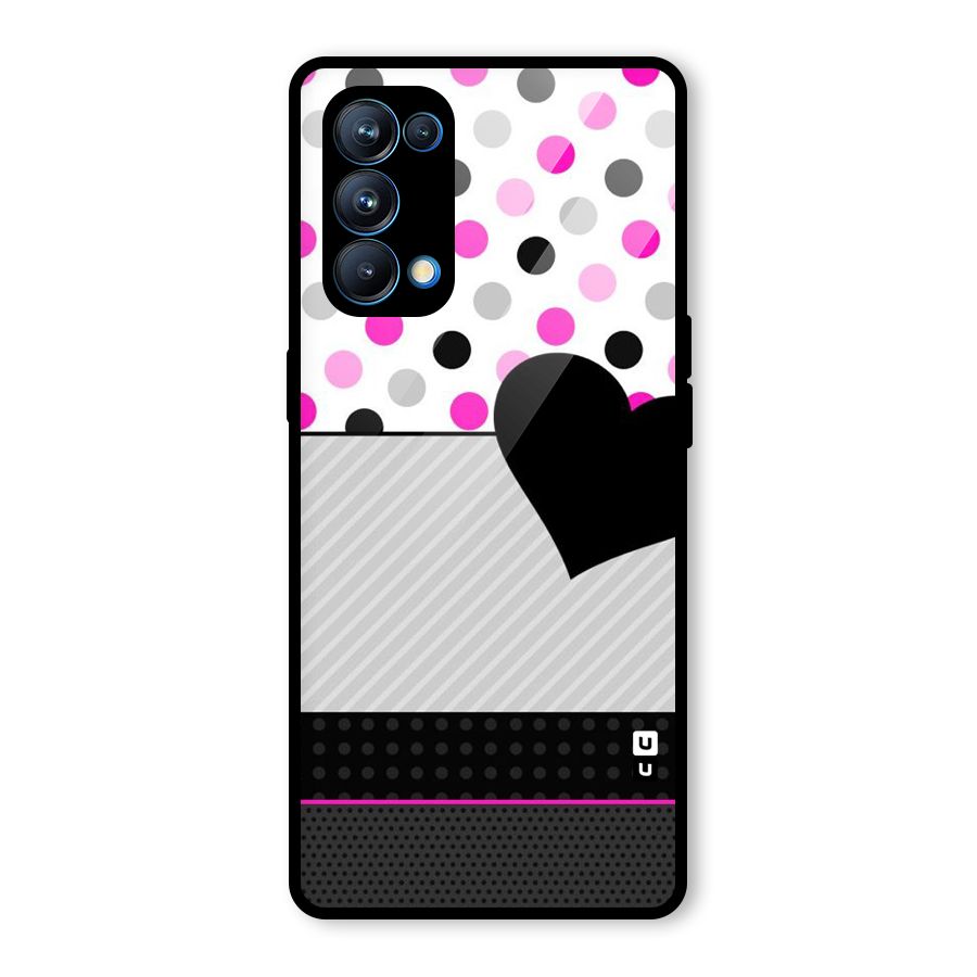 Heart Polka Stripes Glass Back Case for Oppo Reno5 Pro 5G