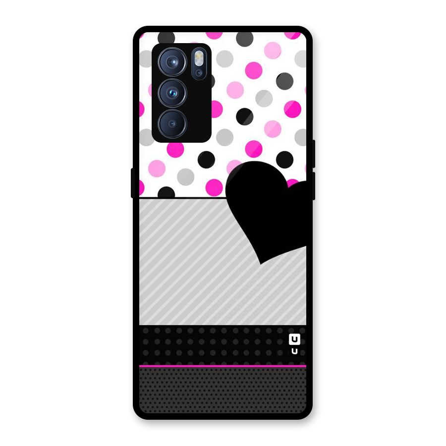 Heart Polka Stripes Glass Back Case for Oppo Reno6 Pro 5G