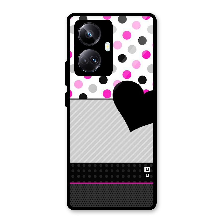 Heart Polka Stripes Glass Back Case for Realme 10 Pro Plus