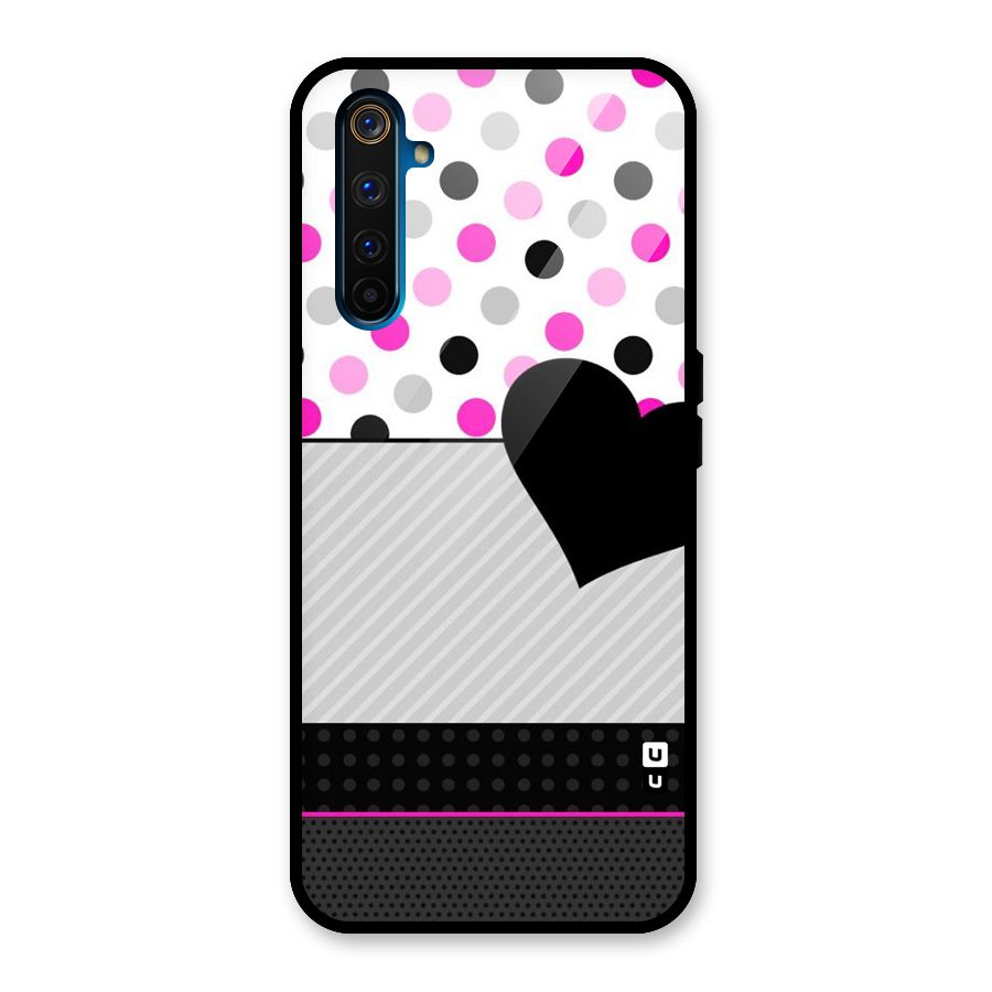 Heart Polka Stripes Glass Back Case for Realme 6 Pro