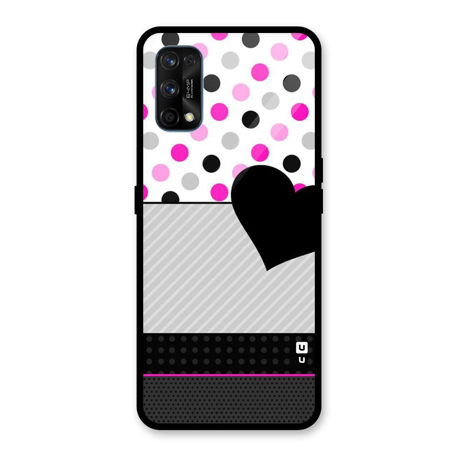 Heart Polka Stripes Glass Back Case for Realme 7 Pro