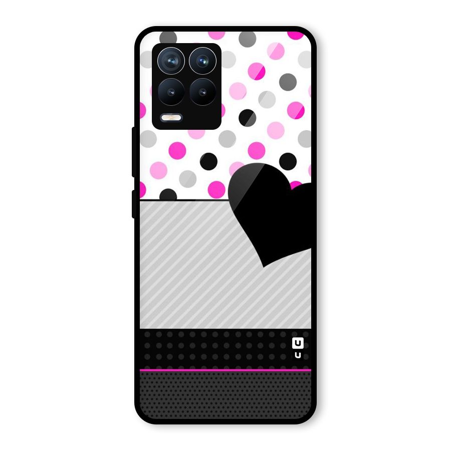 Heart Polka Stripes Glass Back Case for Realme 8 Pro