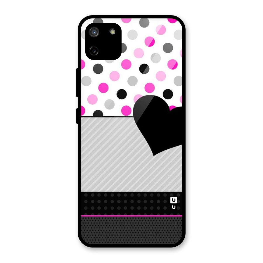Heart Polka Stripes Glass Back Case for Realme C11