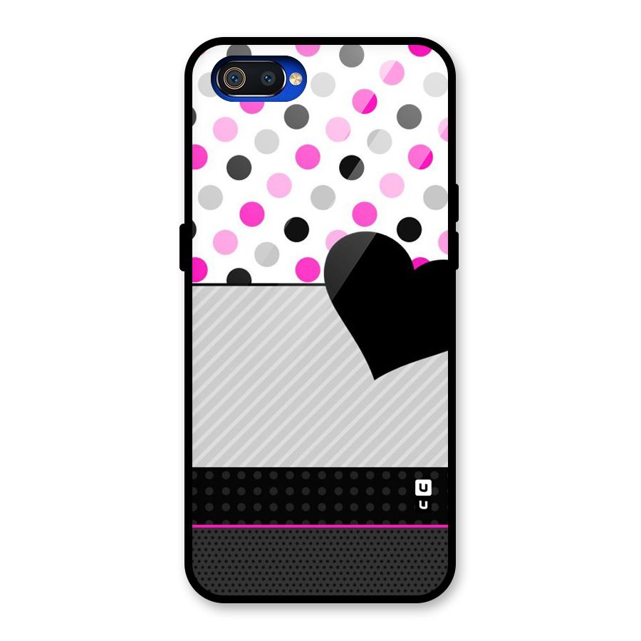 Heart Polka Stripes Glass Back Case for Realme C2