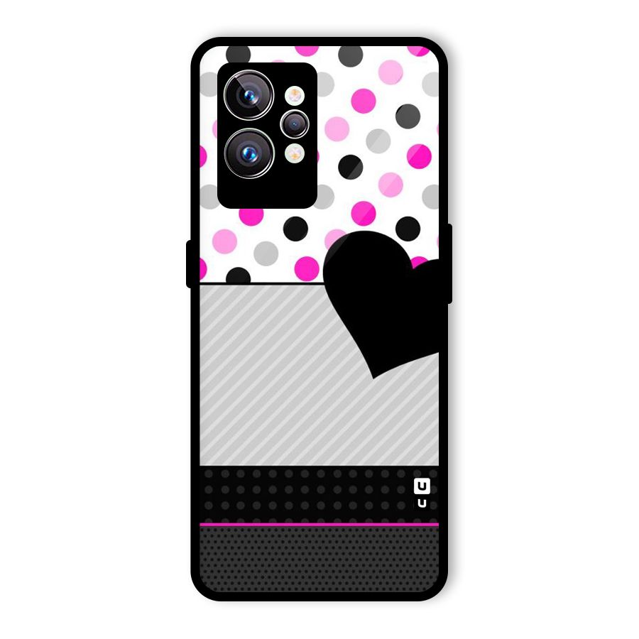 Heart Polka Stripes Glass Back Case for Realme GT2 Pro