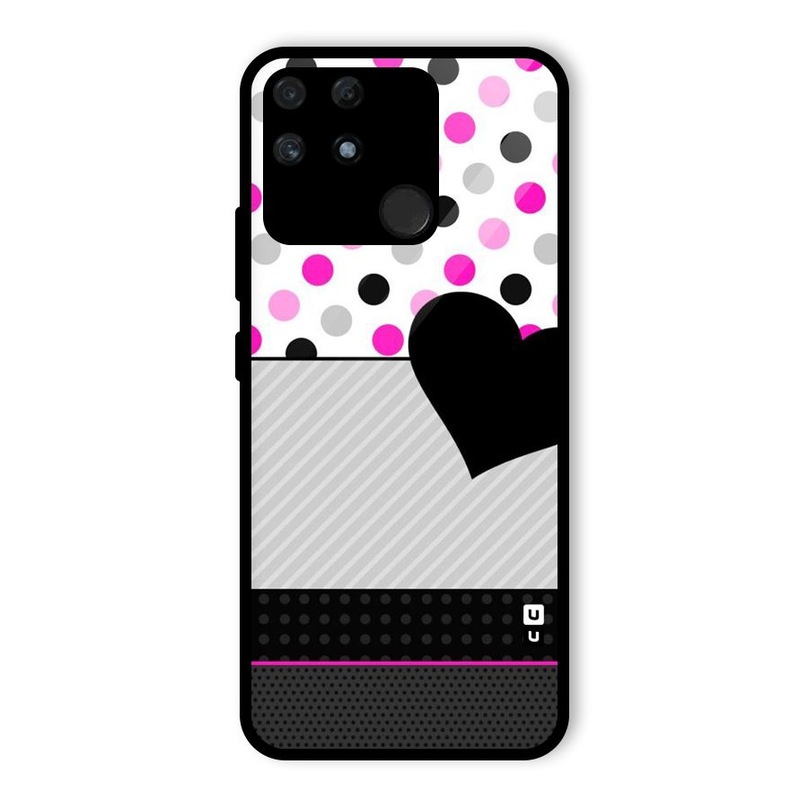 Heart Polka Stripes Glass Back Case for Realme Narzo 50A