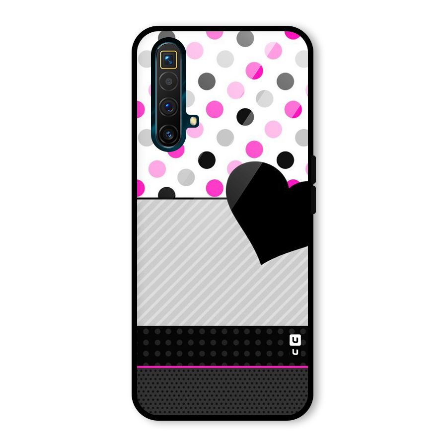 Heart Polka Stripes Glass Back Case for Realme X3