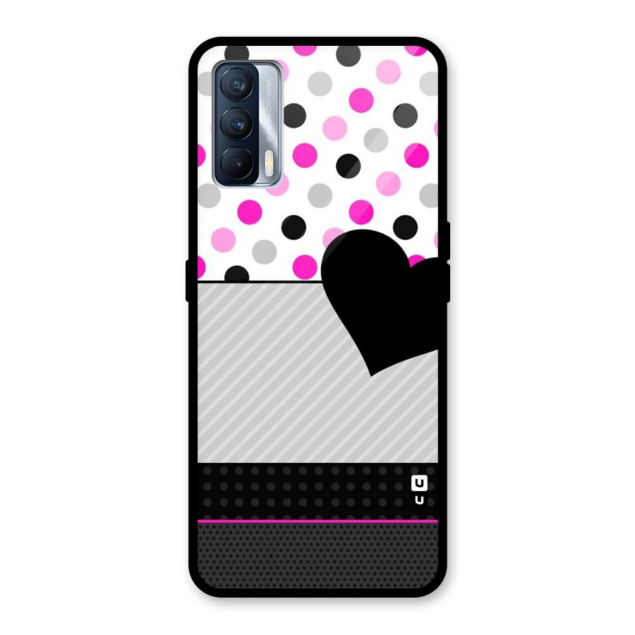 Heart Polka Stripes Glass Back Case for Realme X7