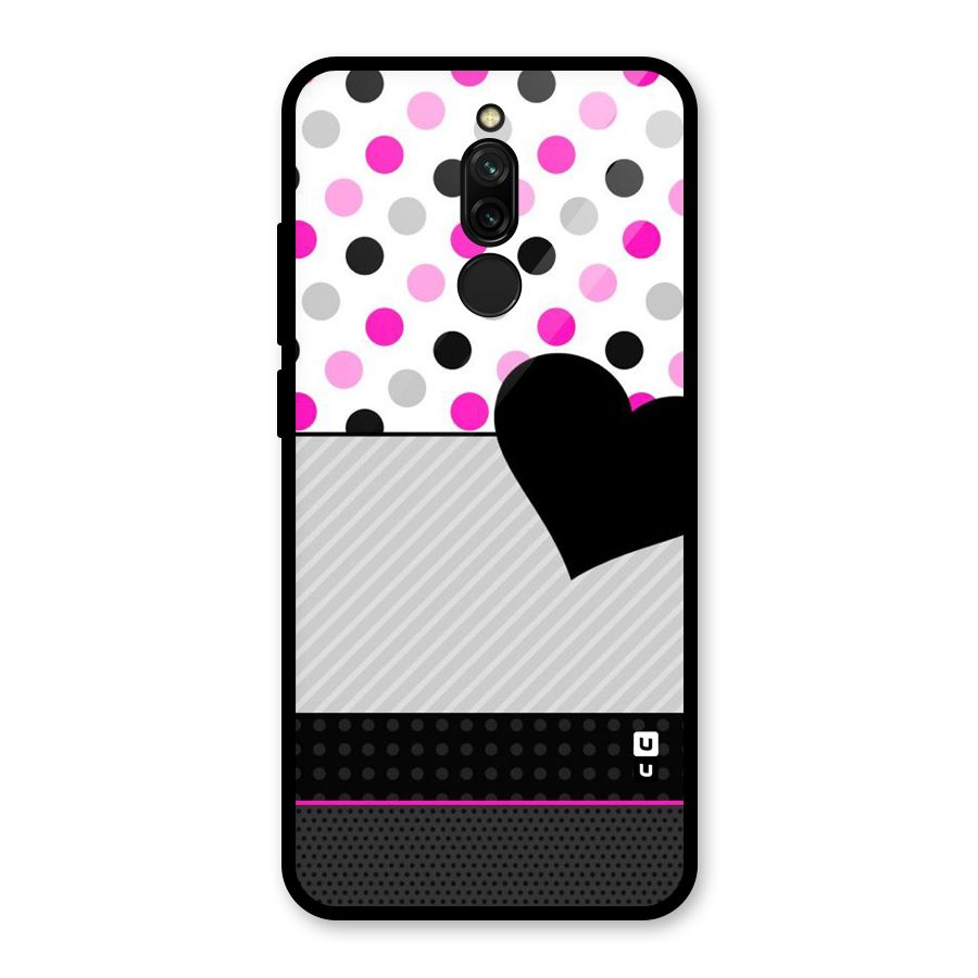 Heart Polka Stripes Glass Back Case for Redmi 8