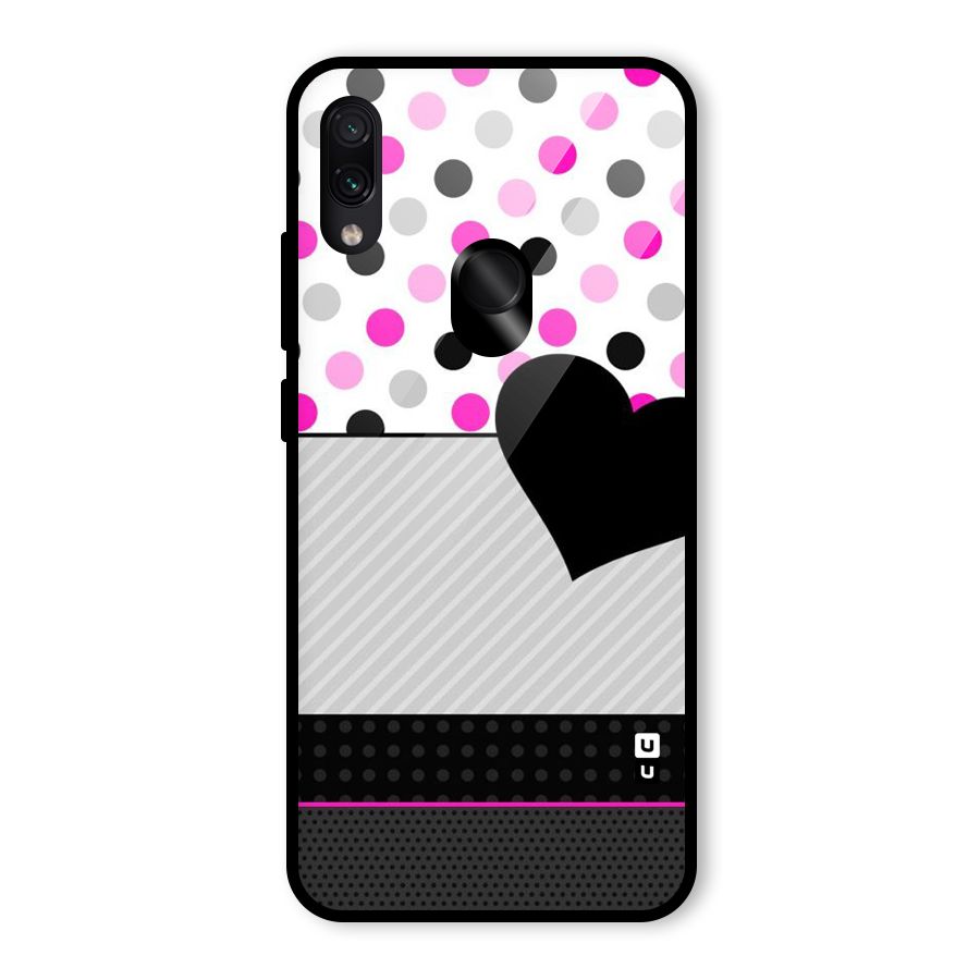 Heart Polka Stripes Glass Back Case for Redmi Note 7 Pro