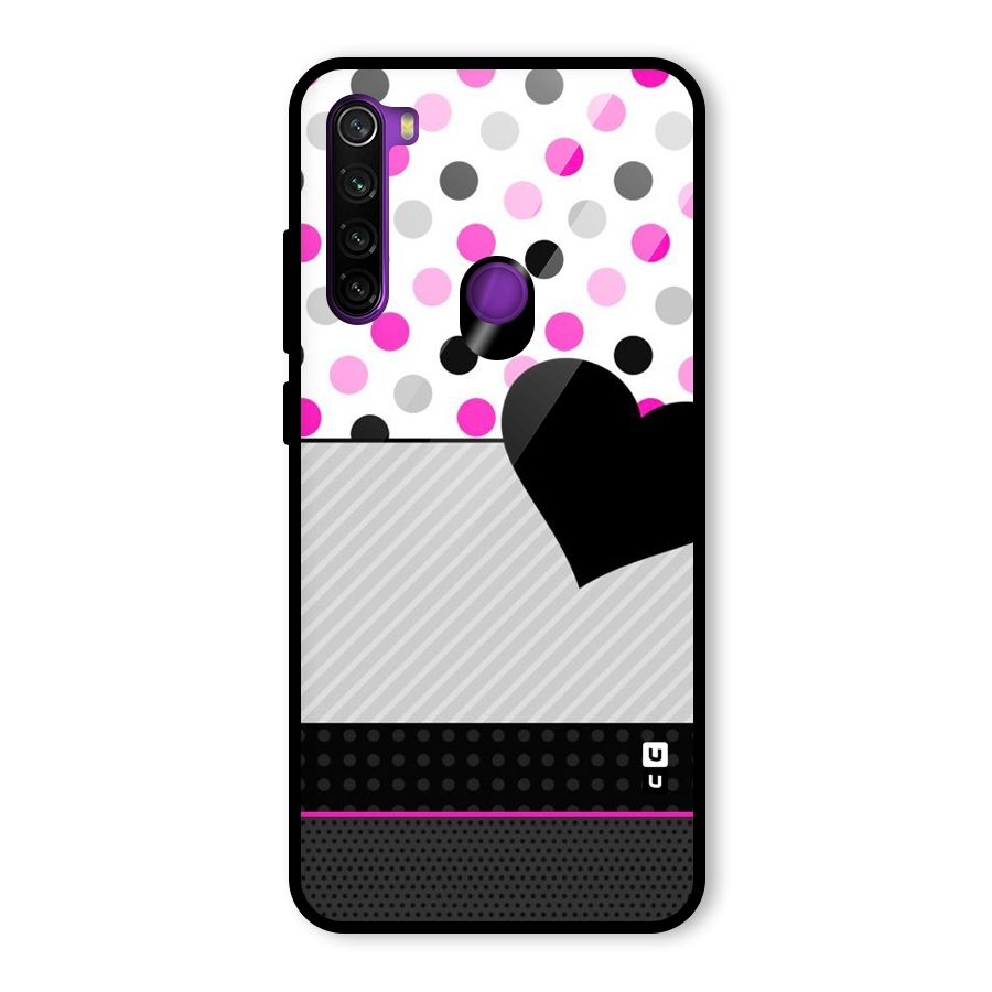 Heart Polka Stripes Glass Back Case for Redmi Note 8