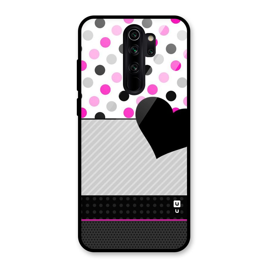 Heart Polka Stripes Glass Back Case for Redmi Note 8 Pro