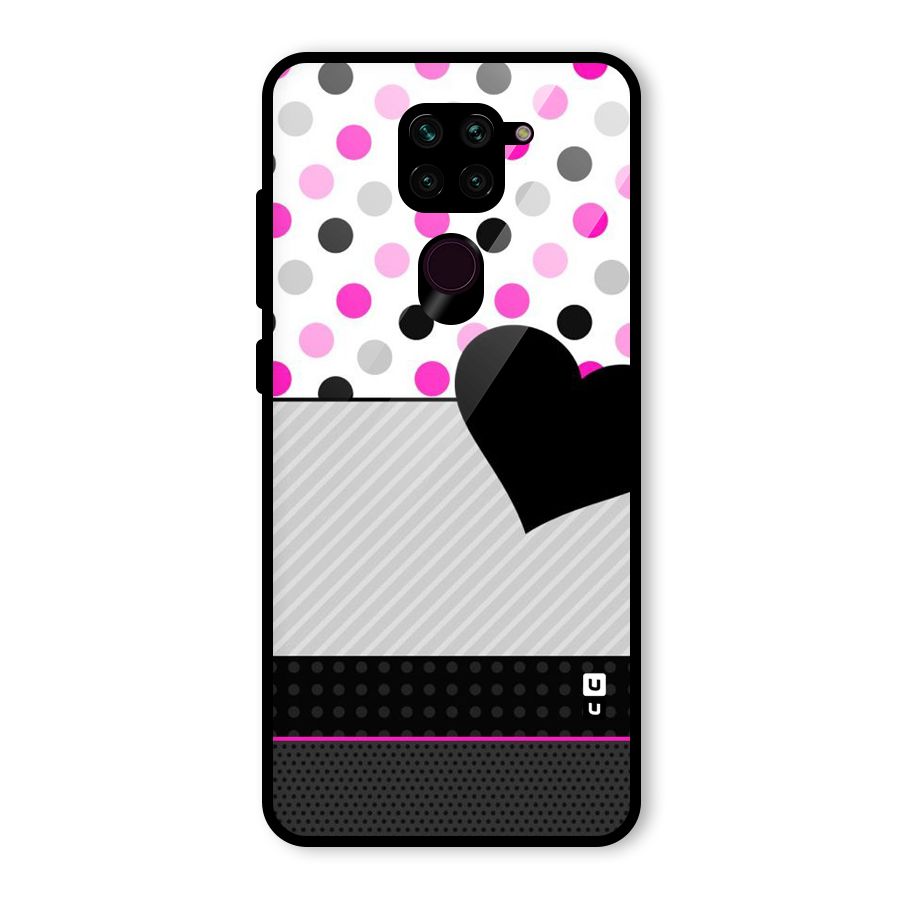 Heart Polka Stripes Glass Back Case for Redmi Note 9