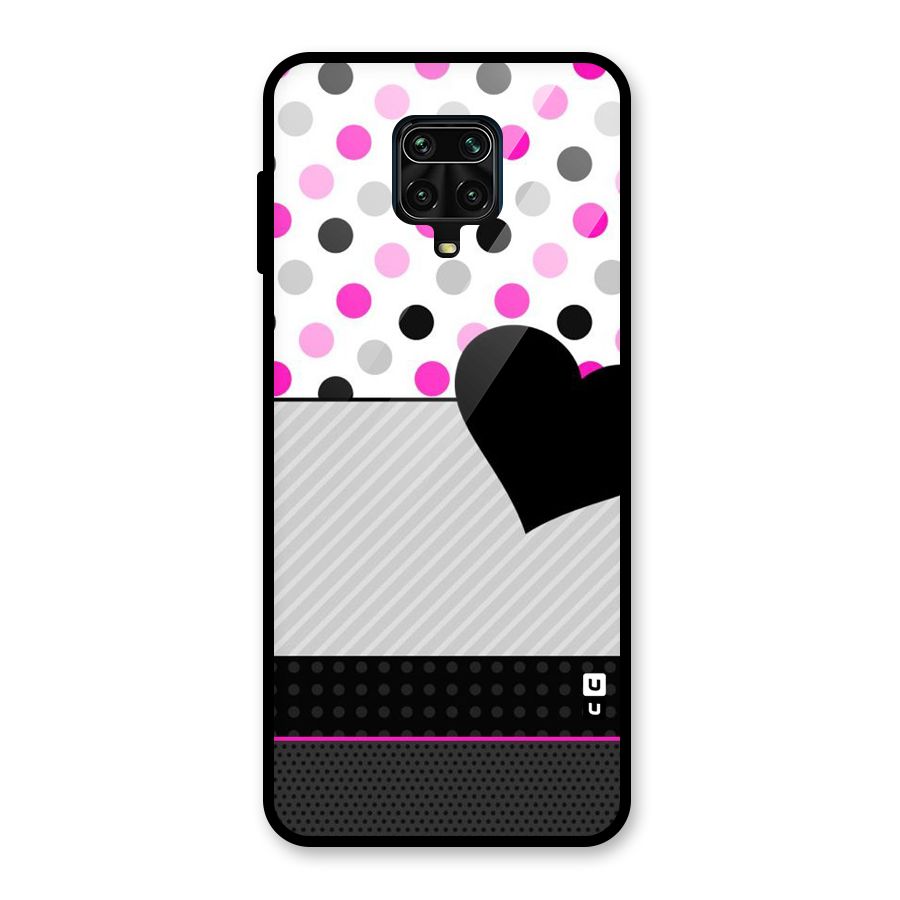 Heart Polka Stripes Glass Back Case for Redmi Note 9 Pro
