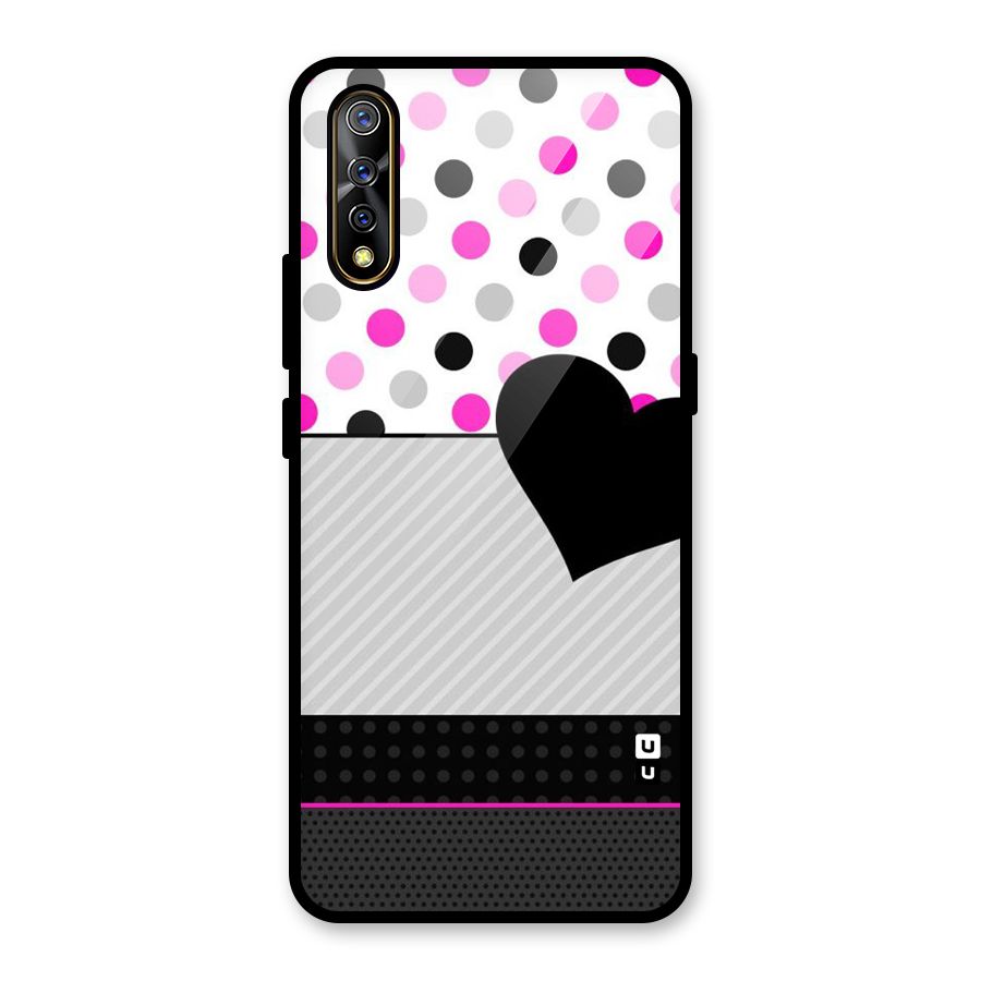 Heart Polka Stripes Glass Back Case for Vivo S1