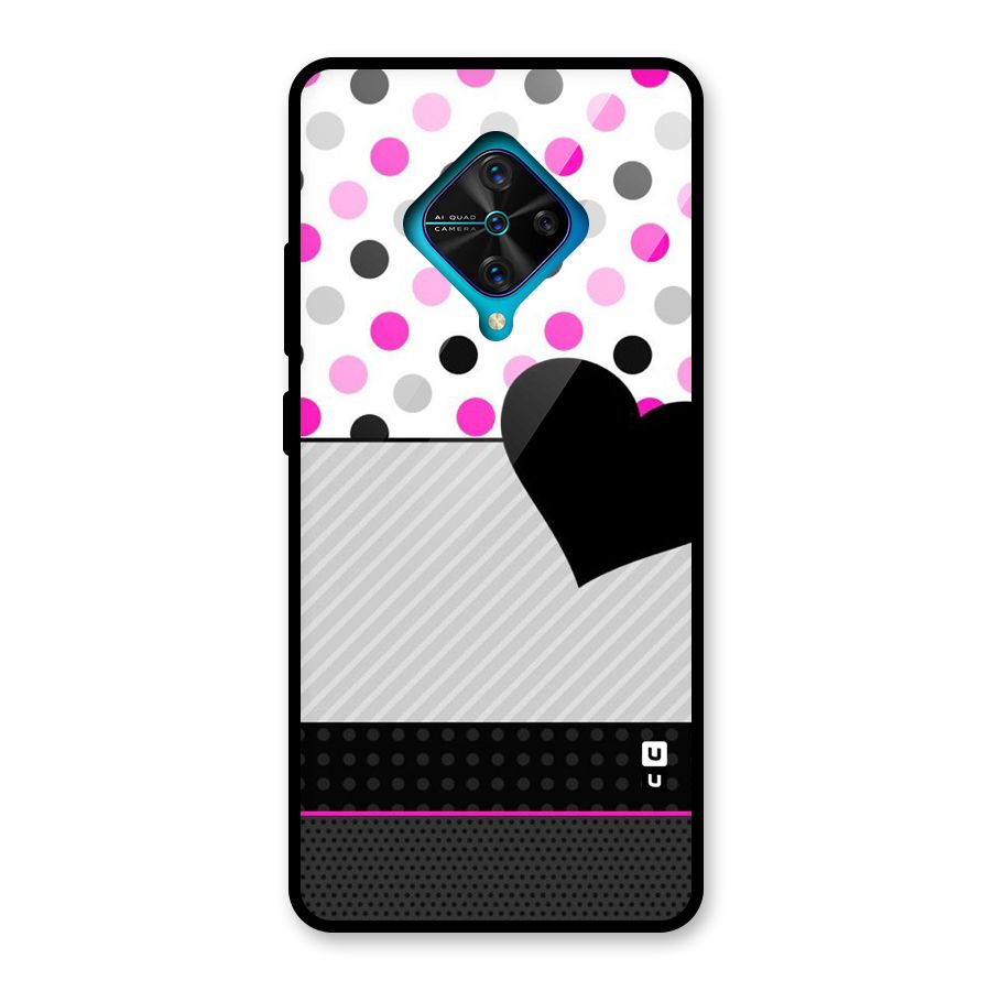 Heart Polka Stripes Glass Back Case for Vivo S1 Pro
