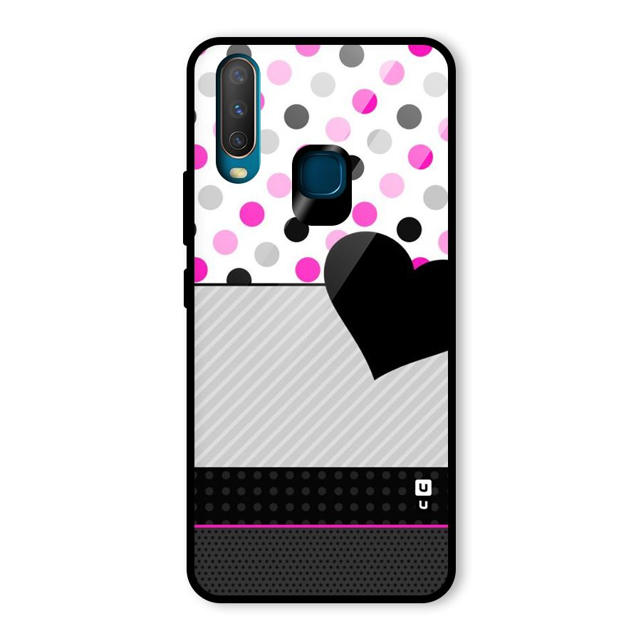 Heart Polka Stripes Glass Back Case for Vivo U10