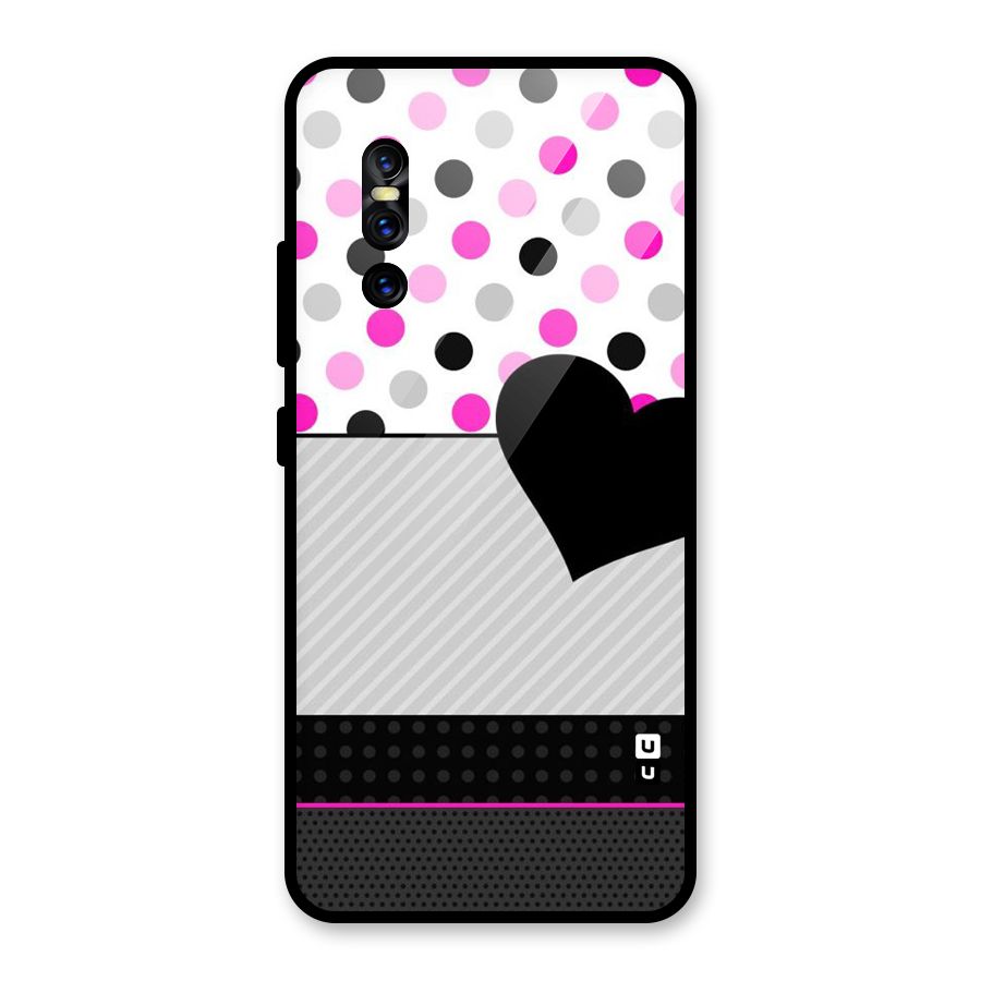 Heart Polka Stripes Glass Back Case for Vivo V15 Pro