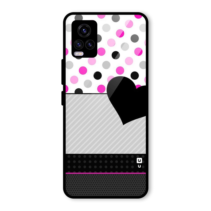 Heart Polka Stripes Glass Back Case for Vivo V20