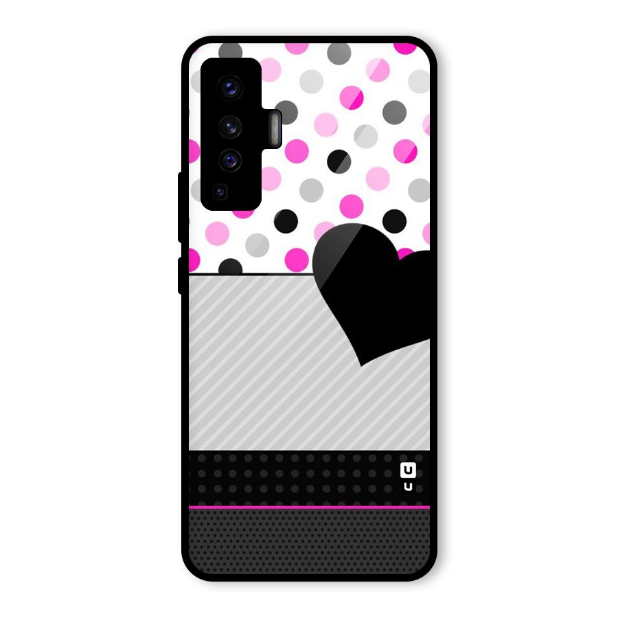 Heart Polka Stripes Glass Back Case for Vivo X50