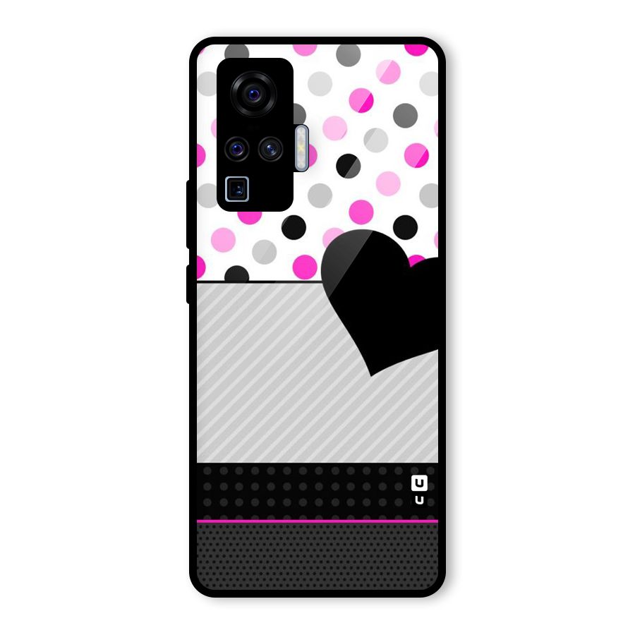 Heart Polka Stripes Glass Back Case for Vivo X50 Pro