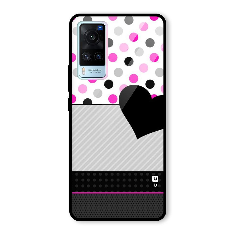 Heart Polka Stripes Glass Back Case for Vivo X60