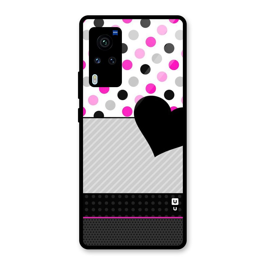 Heart Polka Stripes Glass Back Case for Vivo X60 Pro