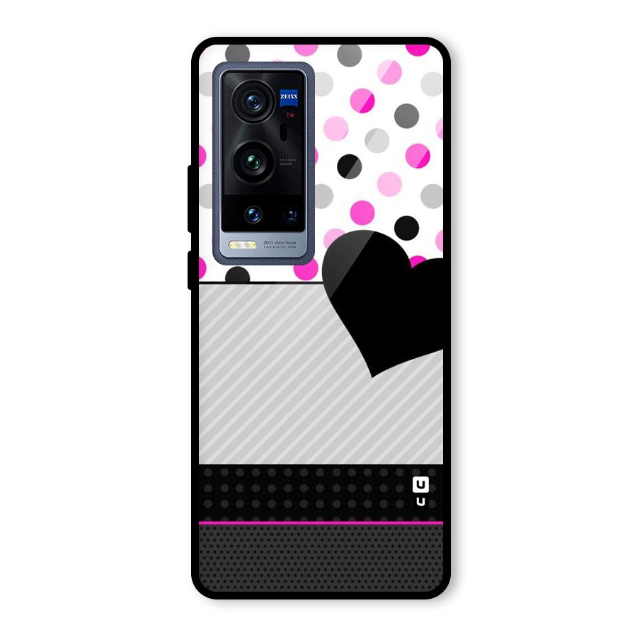 Heart Polka Stripes Glass Back Case for Vivo X60 Pro Plus