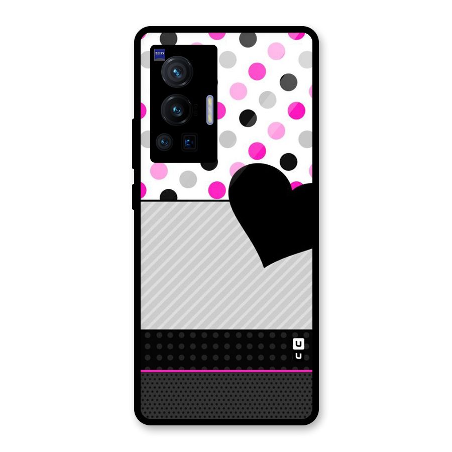 Heart Polka Stripes Glass Back Case for Vivo X70 Pro