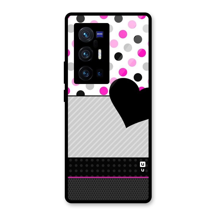Heart Polka Stripes Glass Back Case for Vivo X70 Pro Plus