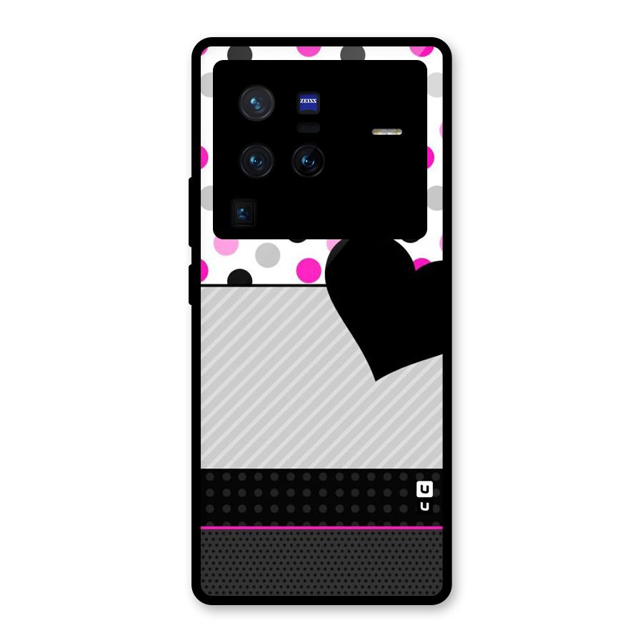 Heart Polka Stripes Glass Back Case for Vivo X80 Pro