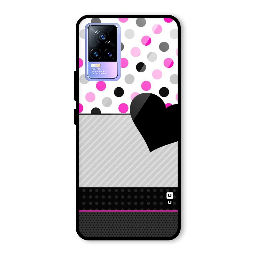 Heart Polka Stripes Glass Back Case for Vivo Y73