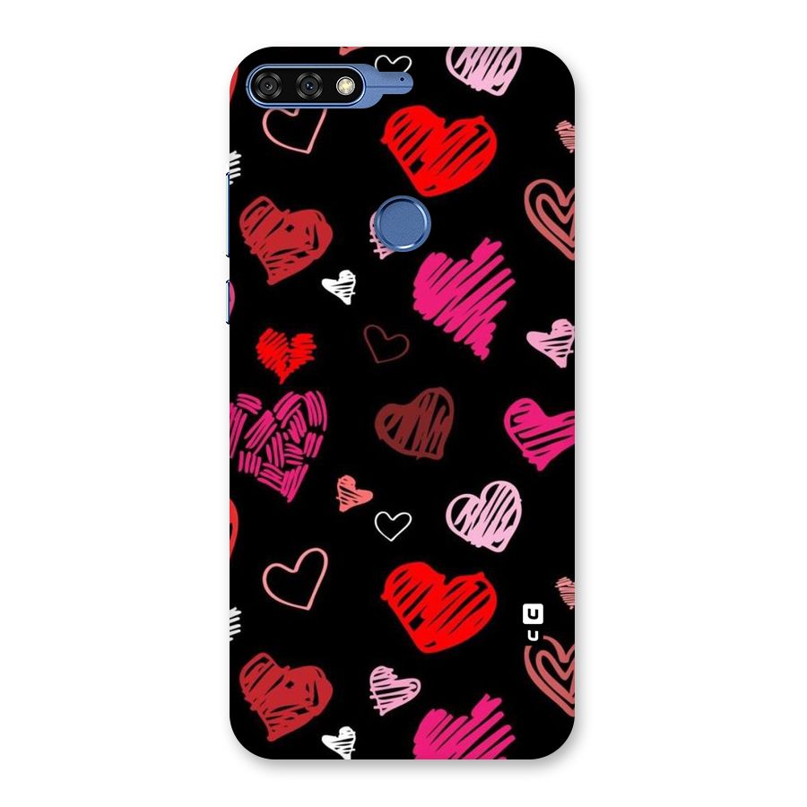 Hearts Art Pattern Back Case for Honor 7C