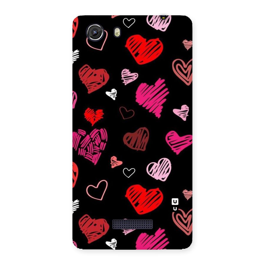 Hearts Art Pattern Back Case for Micromax Unite 3