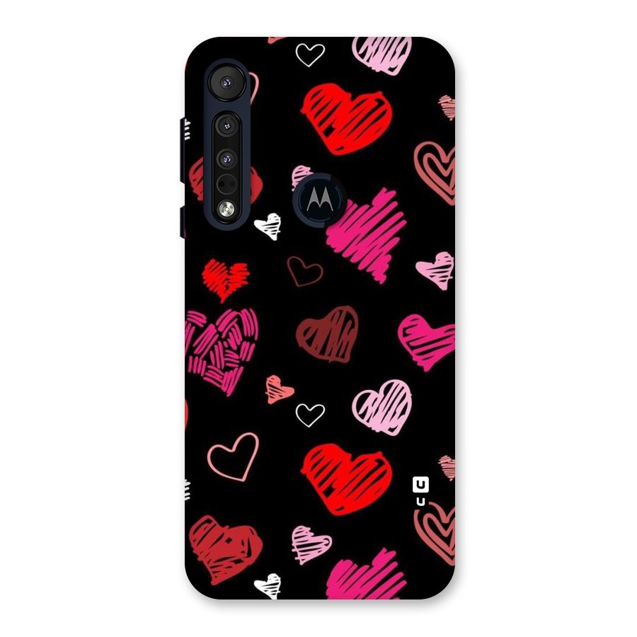 Hearts Art Pattern Back Case for Motorola One Macro