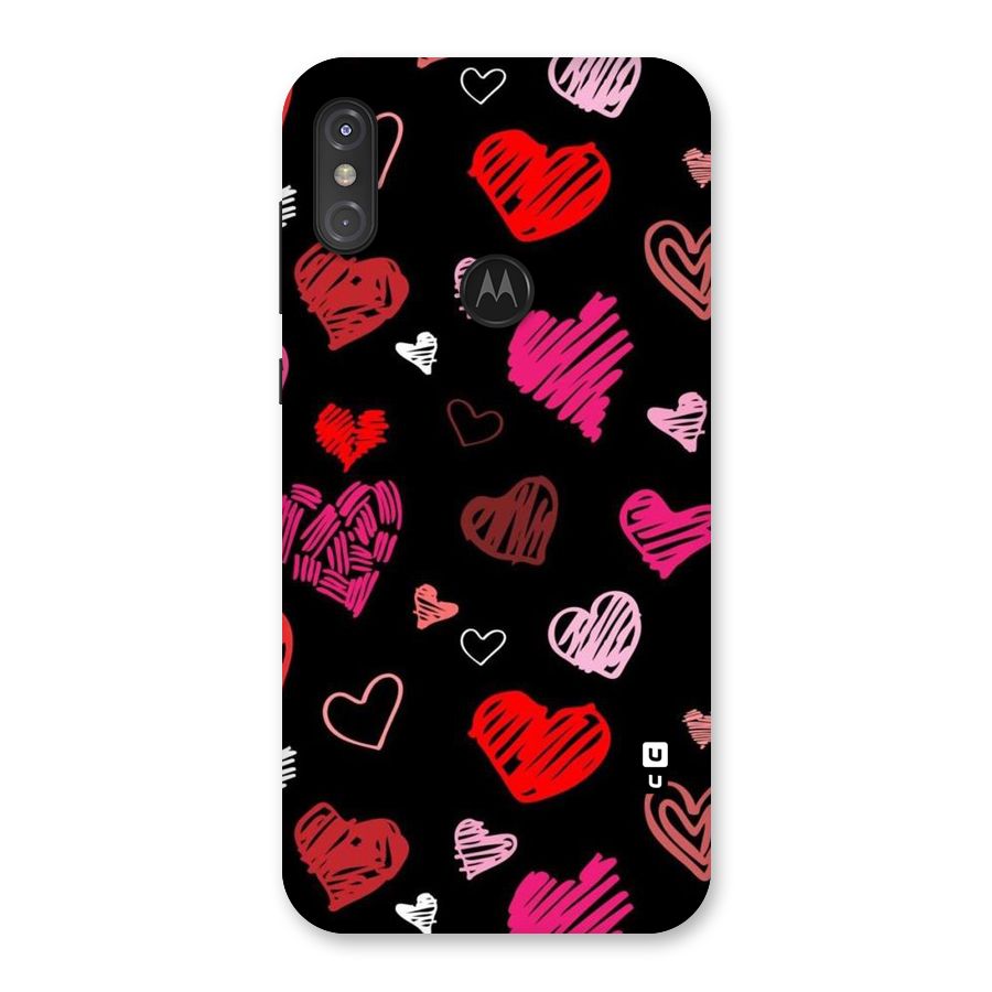 Hearts Art Pattern Back Case for Motorola One Power
