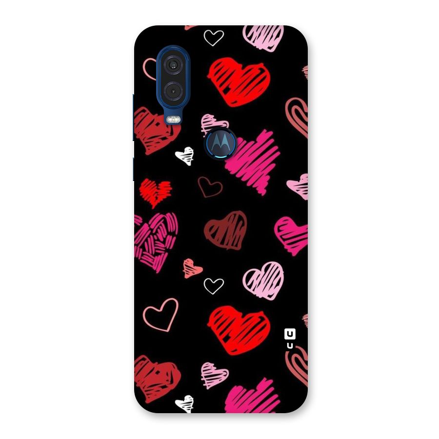 Hearts Art Pattern Back Case for Motorola One Vision
