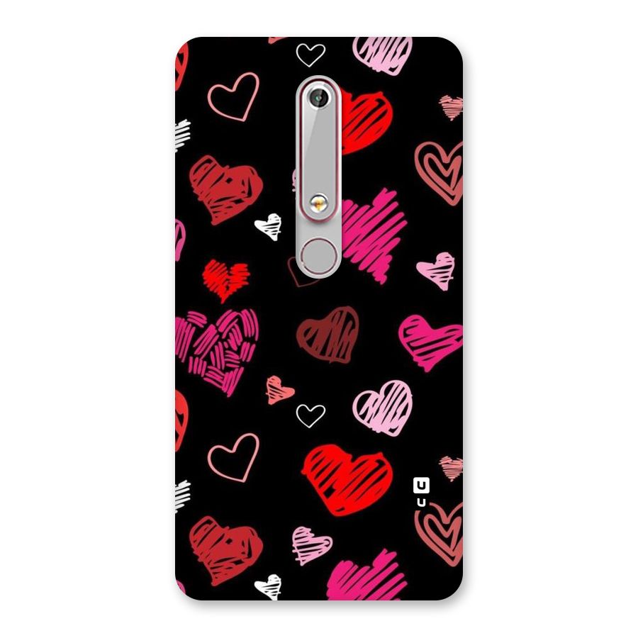 Hearts Art Pattern Back Case for Nokia 6.1