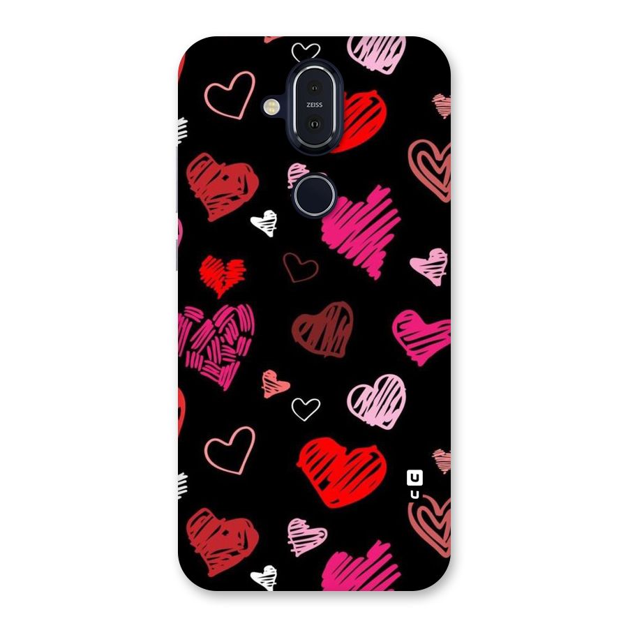 Hearts Art Pattern Back Case for Nokia 8.1