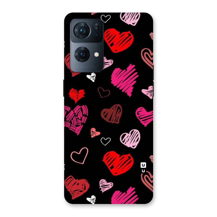 Hearts Art Pattern Back Case for Oppo Reno7 Pro 5G