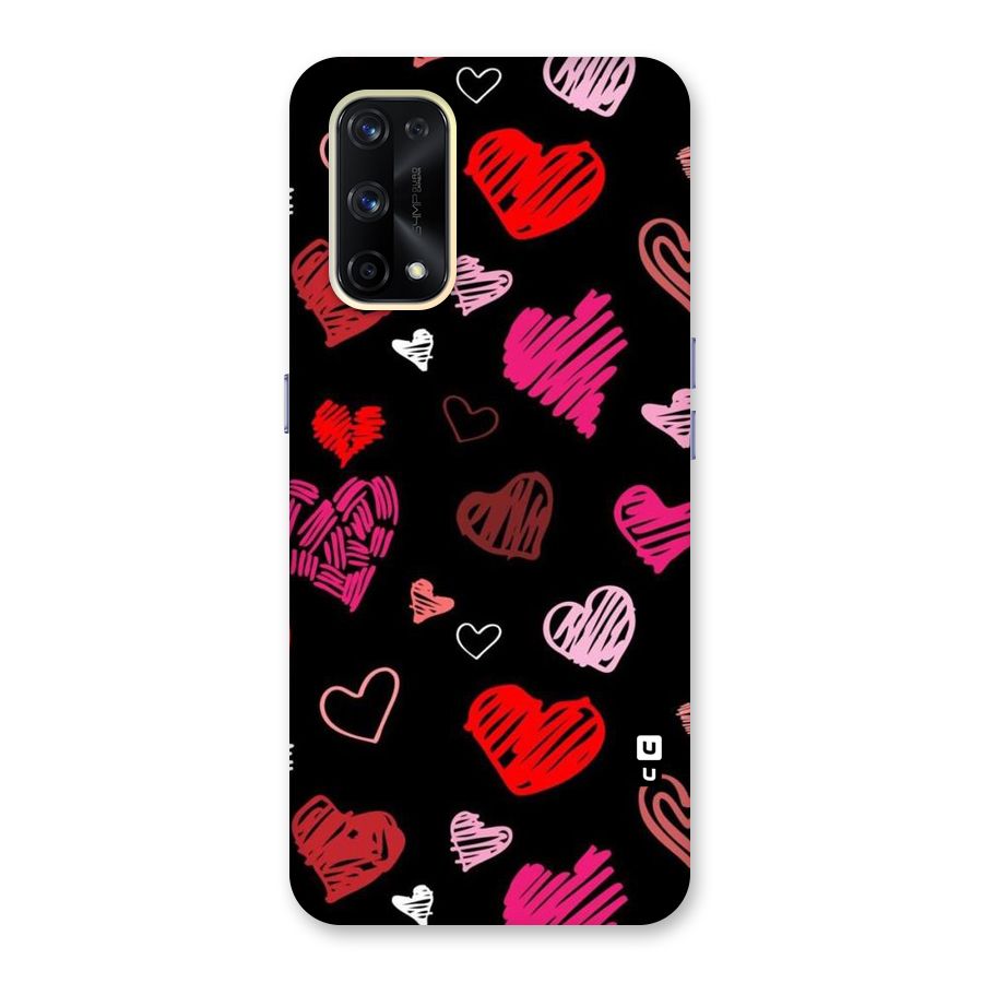 Hearts Art Pattern Glass Back Case for Realme X7 Pro