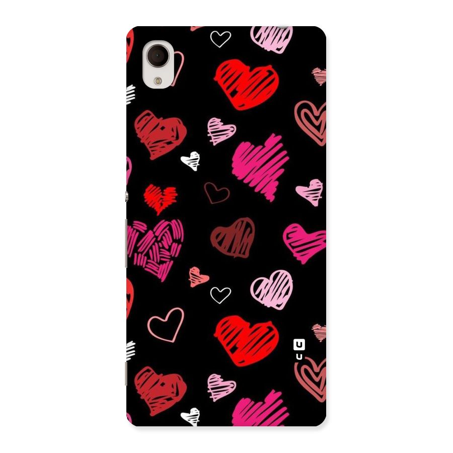 Hearts Art Pattern Back Case for Xperia M4 Aqua