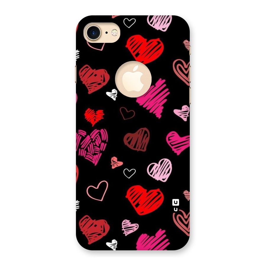 Hearts Art Pattern Back Case for iPhone 7 Logo Cut