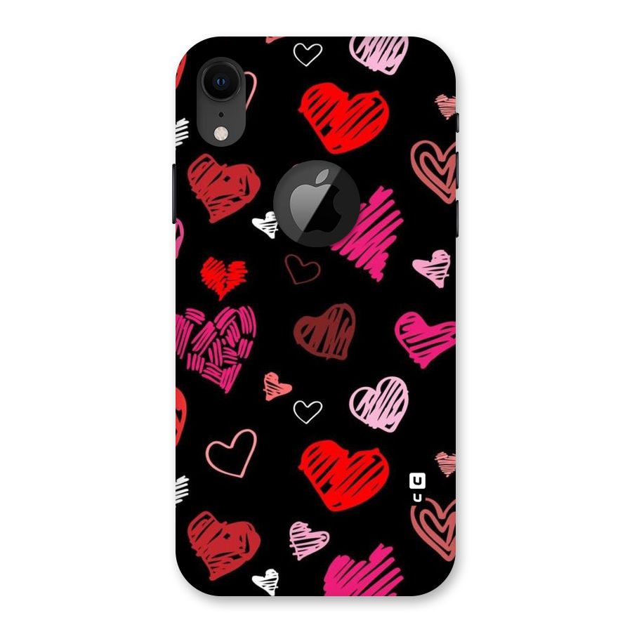 Hearts Art Pattern Back Case for iPhone XR Logo Cut