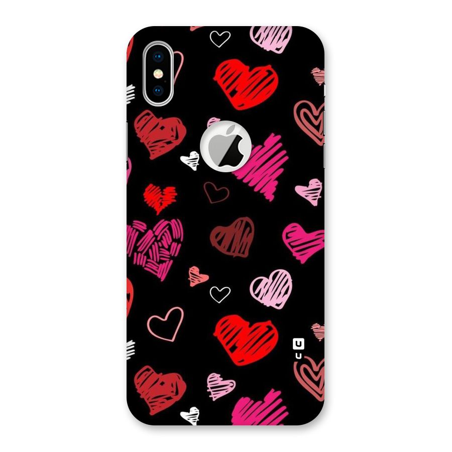 Hearts Art Pattern Back Case for iPhone XS Logo Cut