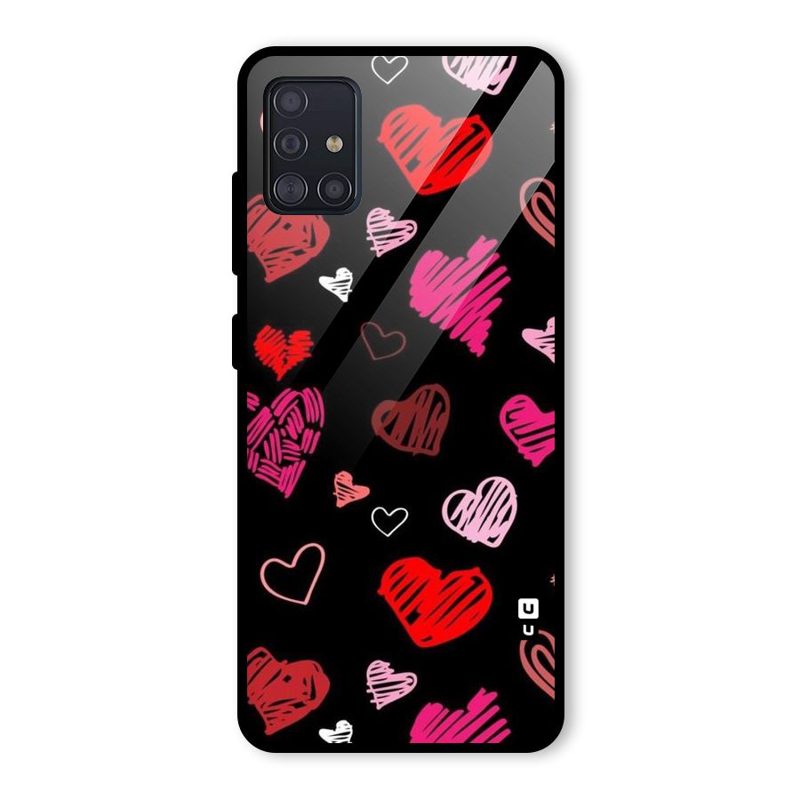 Hearts Art Pattern Glass Back Case for Galaxy A51